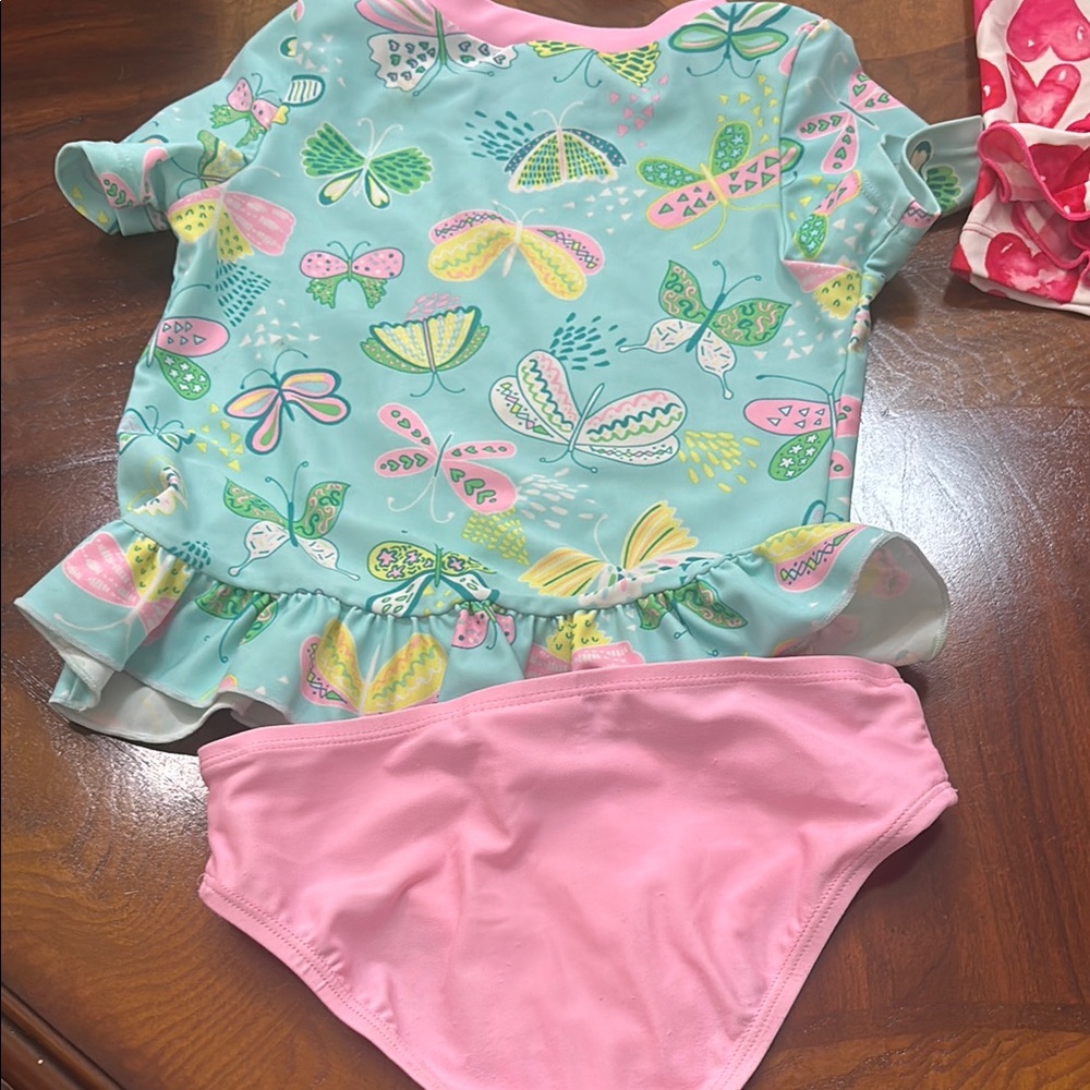 Floatimini Pink and Red Rashguard Swim Set - Picture 6 of 13